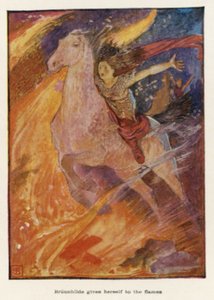 Brunnhilde geeft zichzelf aan de vlammen door John Byam Liston Shaw